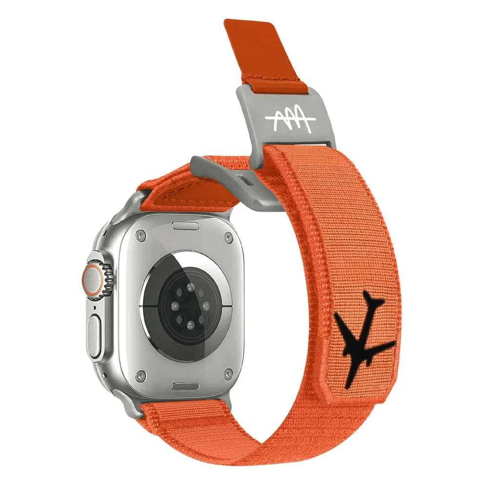 Replacement Strap for Apple Watch Series 11 10 42mm / 9 8 7 41mm / SE3 SE2 SE 6 5 4 40mm / 3 2 1 38mm Magnetic Buckle Nylon Watch Band - Orange / Titanium - 1