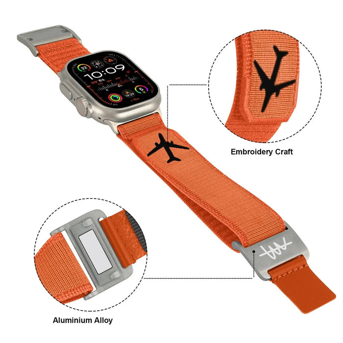 Replacement Strap for Apple Watch Series 11 10 42mm / 9 8 7 41mm / SE3 SE2 SE 6 5 4 40mm / 3 2 1 38mm Magnetic Buckle Nylon Watch Band - Orange / Titanium - 6