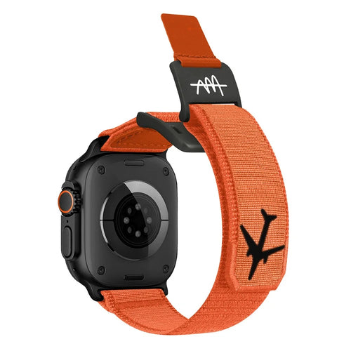 Replacement Strap for Apple Watch Ultra 3 2 1 49mm / Series 11 10 46mm / 9 8 7 45mm / SE3 SE2 SE 6 5 4 44mm / 3 2 1 42mm Magnetic Buckle Nylon Watch Band - Orange / Black - 1