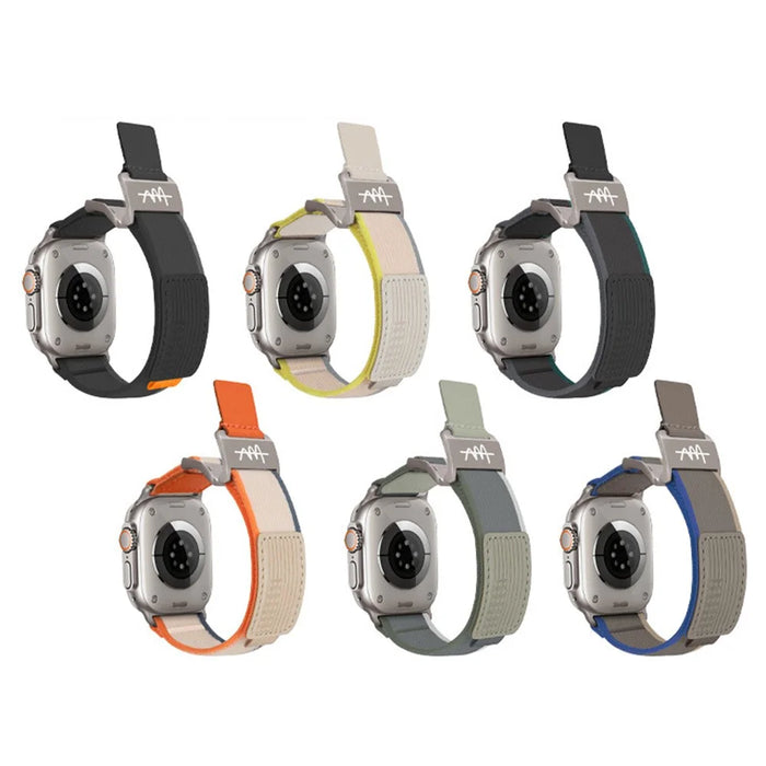 Watch Band For For Apple Watch Ultra 3 2 1 49mm / Series 11 10 46mm / 9 8 7 45mm / SE3 SE2 SE 6 5 4 44mm / 3 2 1 42mm Magnetic Buckle Nylon Strap - Orange Beige  /  Black - 5