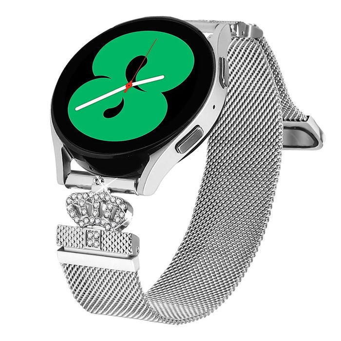 For TicWatch E Watch Band Silver Stainless Steel Crown Clasp Milanese Wrist Strap - 2