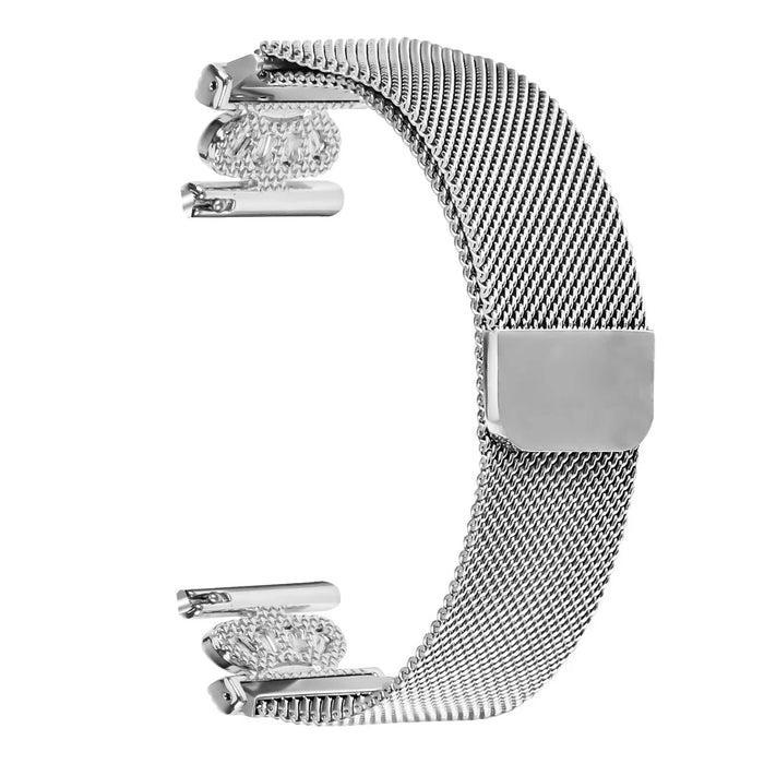 For TicWatch E Watch Band Silver Stainless Steel Crown Clasp Milanese Wrist Strap - 3