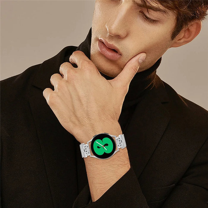 For TicWatch E Watch Band Silver Stainless Steel Crown Clasp Milanese Wrist Strap - 5