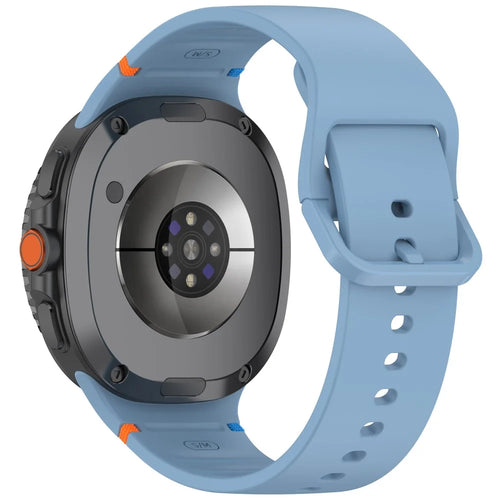Watch Band for Samsung Galaxy Watch8 44mm / 40mm / Watch8 Classic 46mm Stitching Line Decor Silicone Strap, Size L - Blue - 1