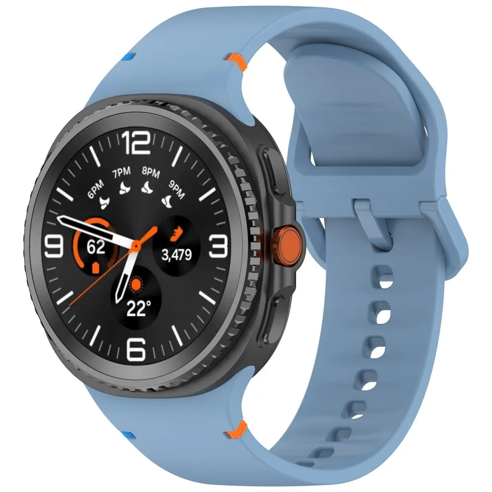 Watch Band for Samsung Galaxy Watch8 44mm / 40mm / Watch8 Classic 46mm Stitching Line Decor Silicone Strap, Size L - Blue - 2