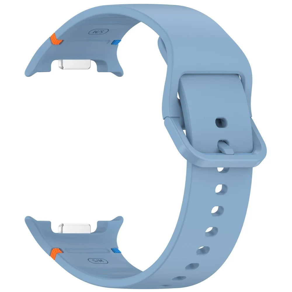 Watch Band for Samsung Galaxy Watch8 44mm / 40mm / Watch8 Classic 46mm Stitching Line Decor Silicone Strap, Size L - Blue - 3