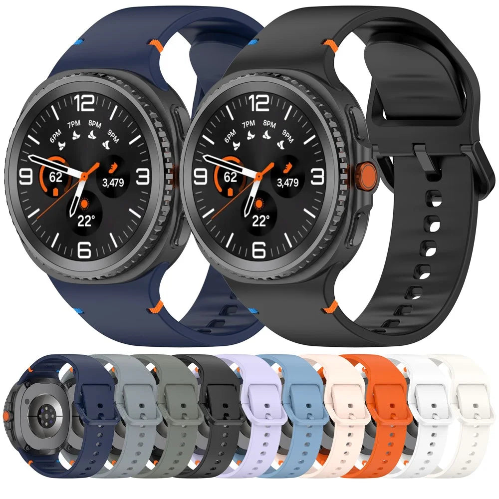 Watch Band for Samsung Galaxy Watch8 44mm / 40mm / Watch8 Classic 46mm Stitching Line Decor Silicone Strap, Size L - Blue - 5