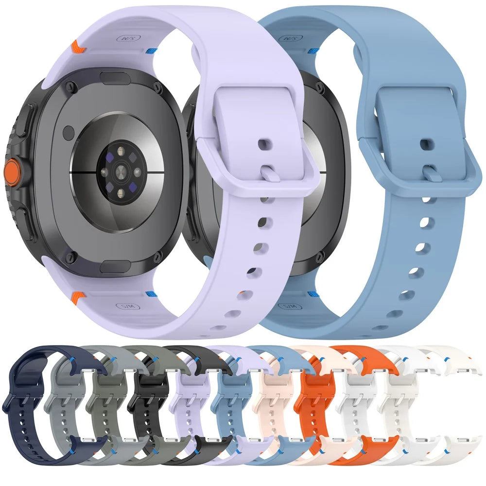 Watch Band for Samsung Galaxy Watch8 44mm / 40mm / Watch8 Classic 46mm Stitching Line Decor Silicone Strap, Size L - Blue - 6