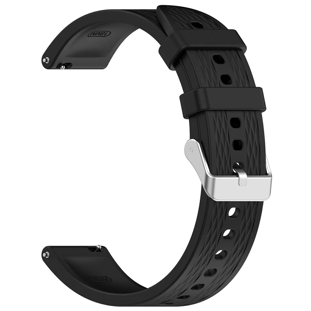 For Oppo Watch X2 Mini Watch Band 18mm Rhombus Pattern Silicone Strap - Black - 3