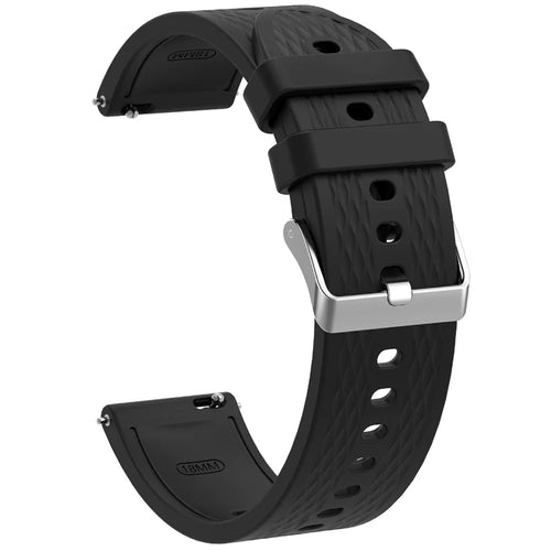 For Oppo Watch X2 Mini Watch Band 18mm Rhombic Texture Silicone Wrist Strap - Black - 1