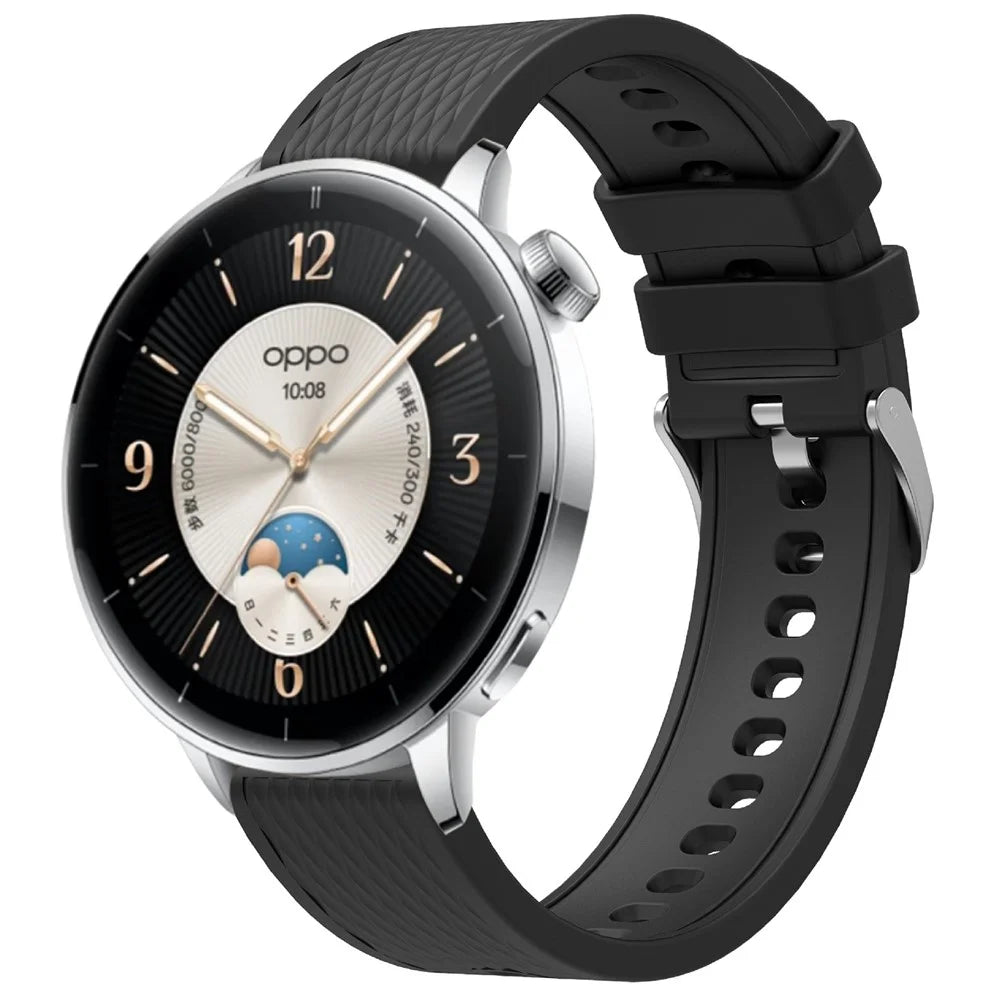 For Oppo Watch X2 Mini Watch Band 18mm Rhombic Texture Silicone Wrist Strap - Black - 2