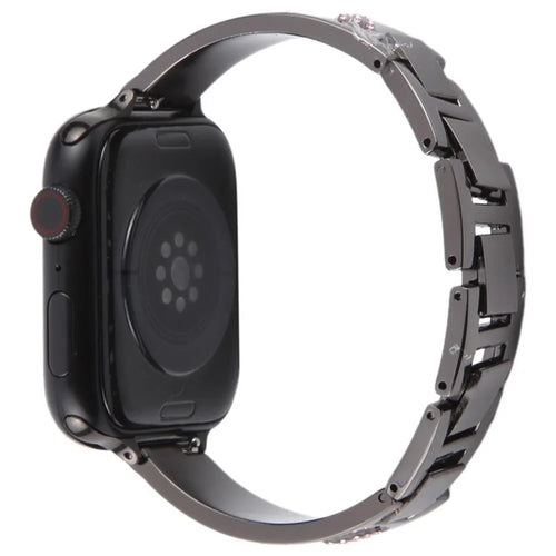 Bracelet Strap for Apple Watch Series 11 10 42mm / 9 87 41mm / SE3 SE2 SE 6 5 4 40mm / 3 2 1 38mm Rhinestone Decor Metal Watch Band - Black - 1