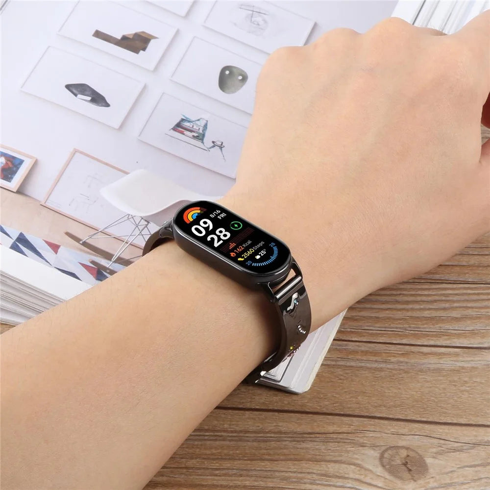 For Xiaomi Smart Band 9 / 8 Rhinestone Decor Metal Bracelet Strap Replacement Watch Band - Black - 4