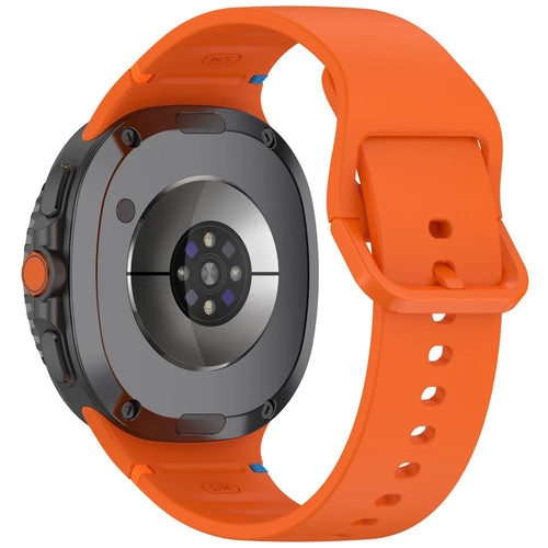 Watch Band for Samsung Galaxy Watch8 44mm / 40mm / Watch8 Classic 46mm Stitching Line Decor Silicone Strap, Size S - Orange - 1