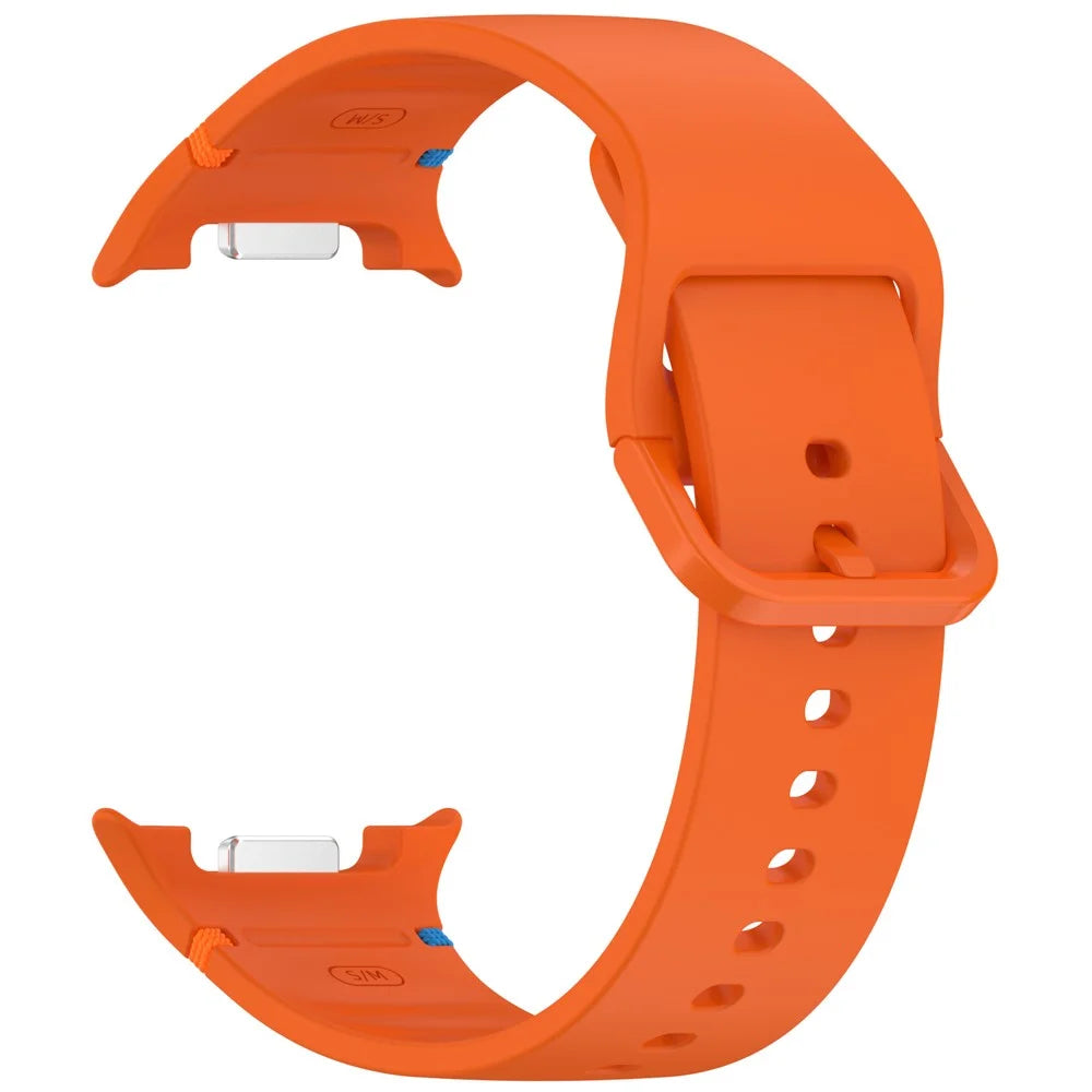 Watch Band for Samsung Galaxy Watch8 44mm / 40mm / Watch8 Classic 46mm Stitching Line Decor Silicone Strap, Size S - Orange - 2