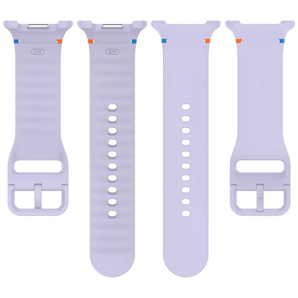 Watch Band for Samsung Galaxy Watch8 44mm / 40mm / Watch8 Classic 46mm Stitching Line Decor Silicone Strap, Size S - Orange - 5
