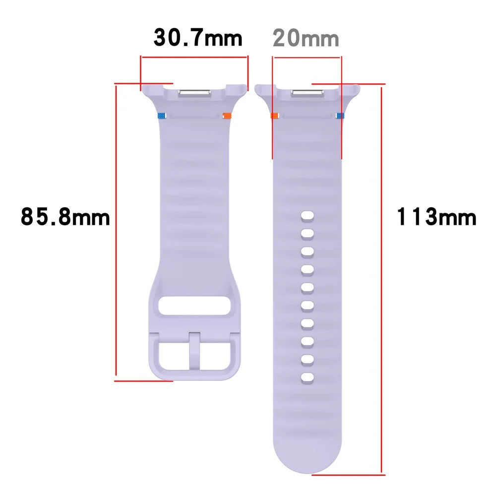 Watch Band for Samsung Galaxy Watch8 44mm / 40mm / Watch8 Classic 46mm Stitching Line Decor Silicone Strap, Size S - Orange - 6