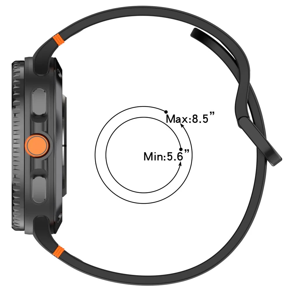 Watch Band for Samsung Galaxy Watch8 44mm / 40mm / Watch8 Classic 46mm Stitching Line Decor Silicone Strap, Size S - Orange - 7