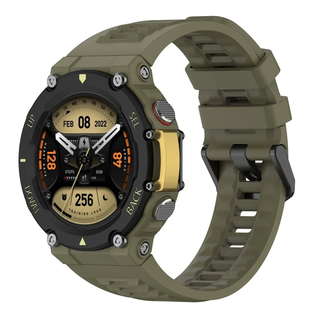 For Huami Amazfit T-Rex 2 Replacement Strap Adjustable Silicone Watch Band - Green - 5