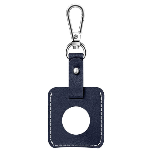 Square Shape Anti-Drop PU Leather Protective Case Cover with Buckle for Apple AirTag Locator - Dark Blue - 1