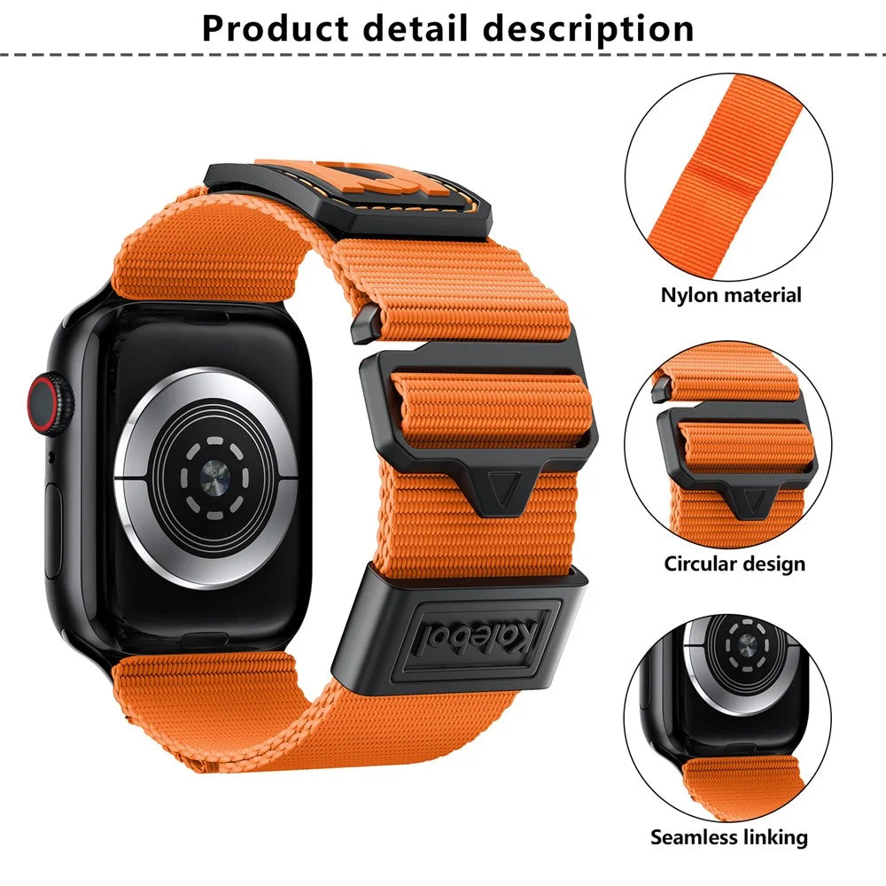 KALEBOL Wrist Strap for Apple Watch Series 11 10 42mm / 9 87 41mm / SE3 SE2 SE 6 5 4 40mm / 3 2 1 38mm Braided Sport Nylon Watch Band - Orange - 7