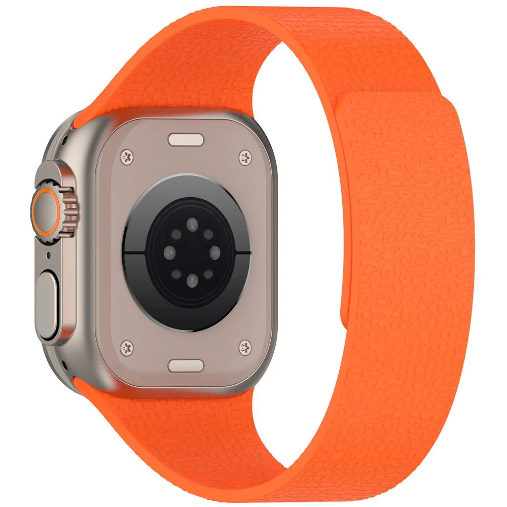 KALEBOL Watch Strap for Apple Watch Series 11 10 42mm / 9 87 41mm / SE3 SE2 SE 6 5 4 40mm / 3 2 1 38mm Soft Silicone Magnetic Band - Orange - 1