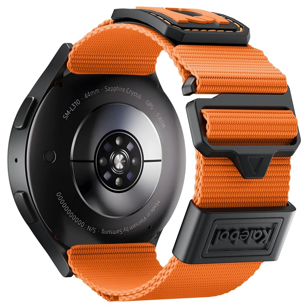 KALEBOL For Samsung Galaxy Watch3 45mm Wrist Strap 22mm Braided Sport Nylon Watch Band - Orange - 1