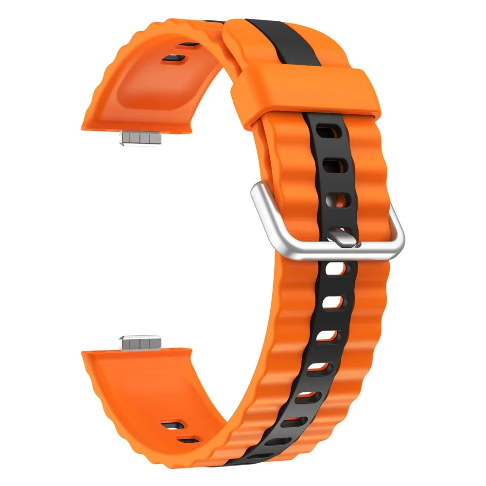 Silicone Band for Huawei Watch Fit 4 Pro / Fit 4 / Fit 3 Dual Color Replacement Watch Strap - Orange+Black - 3