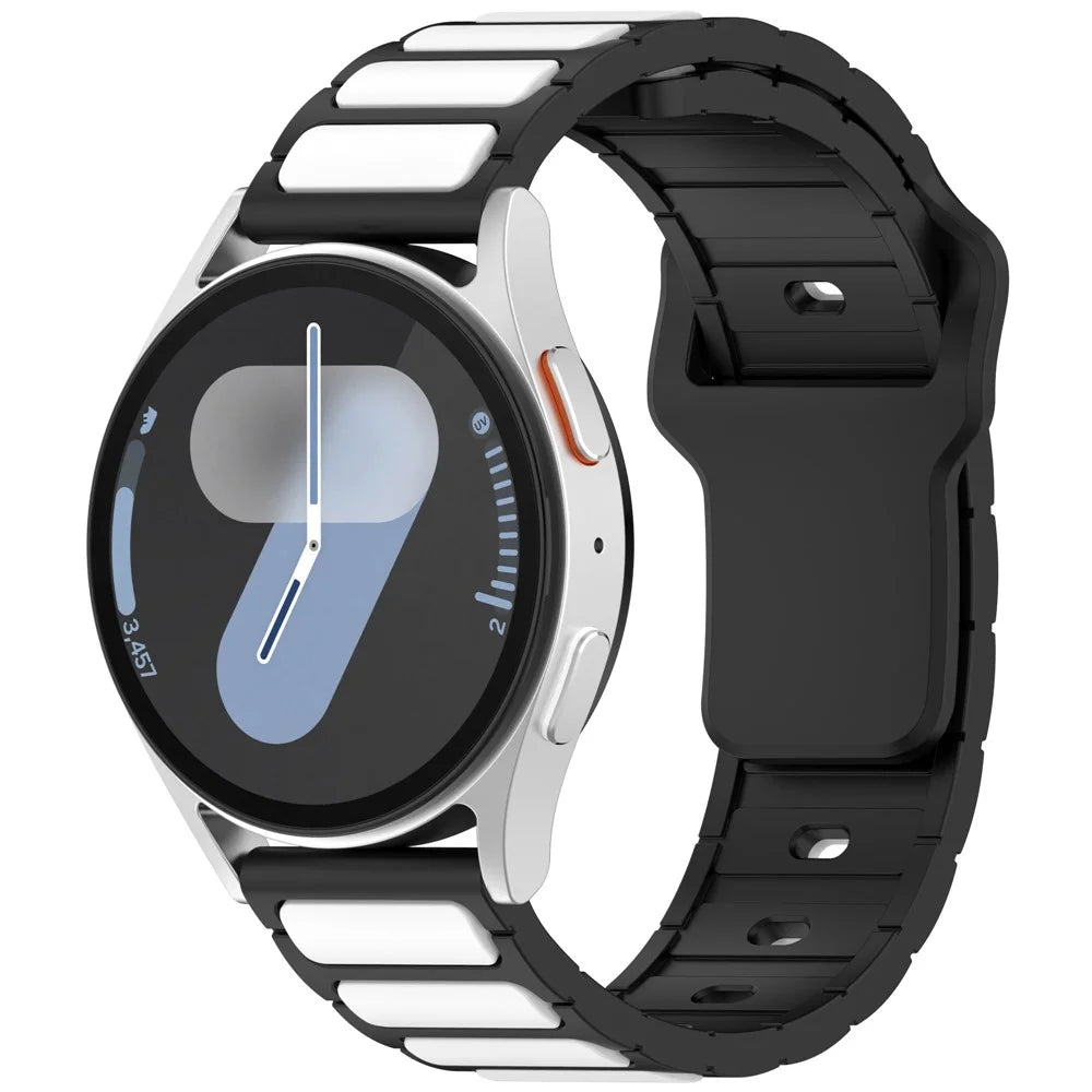Silicone Strap for Garmin Venu 3S / Venu 2S / Forerunner 265S / Forerunner 255S Universal 18mm Dual Color Watch Band - Black+White - 2