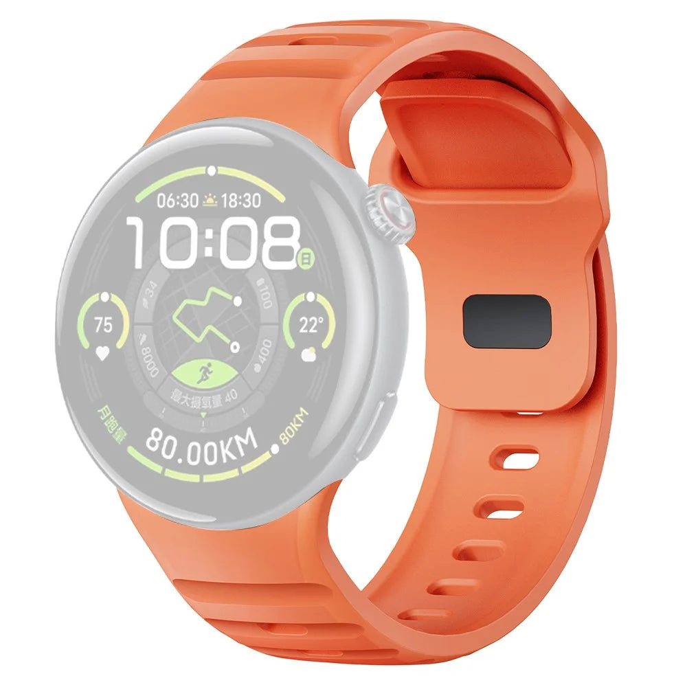 For vivo Watch 5 Silicone Watch Band Horizontal Stripe Reverse Buckle Wrist Strap - Orange - 1