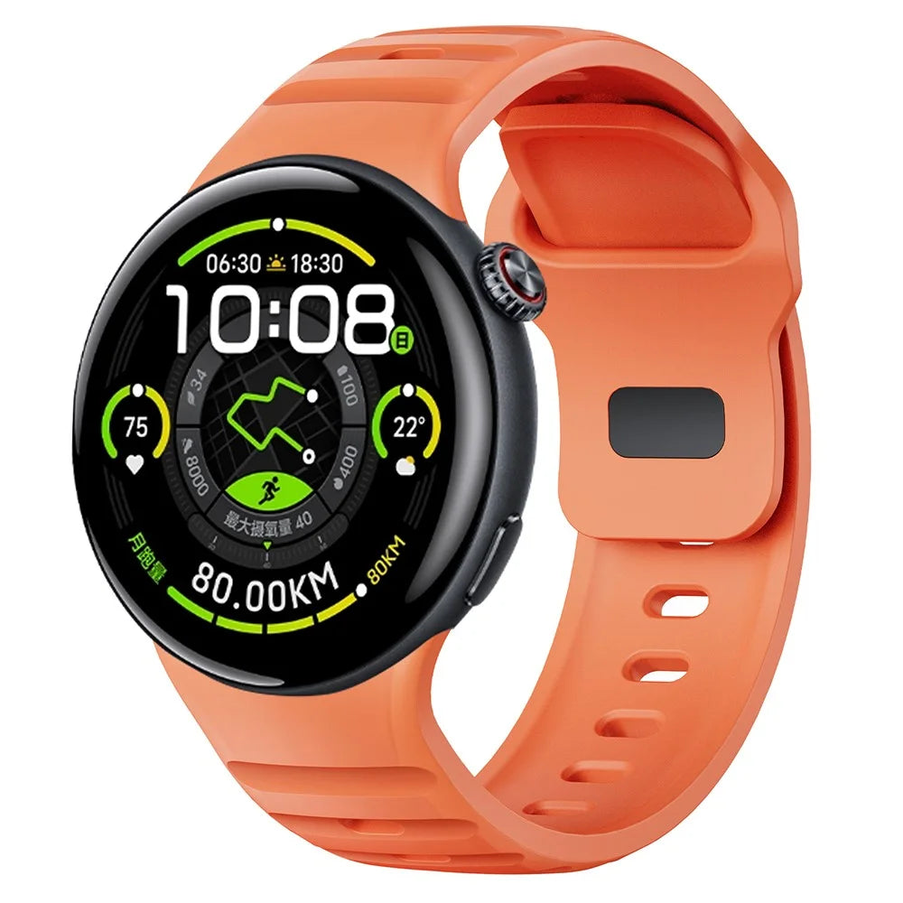 For vivo Watch 5 Silicone Watch Band Horizontal Stripe Reverse Buckle Wrist Strap - Orange - 2