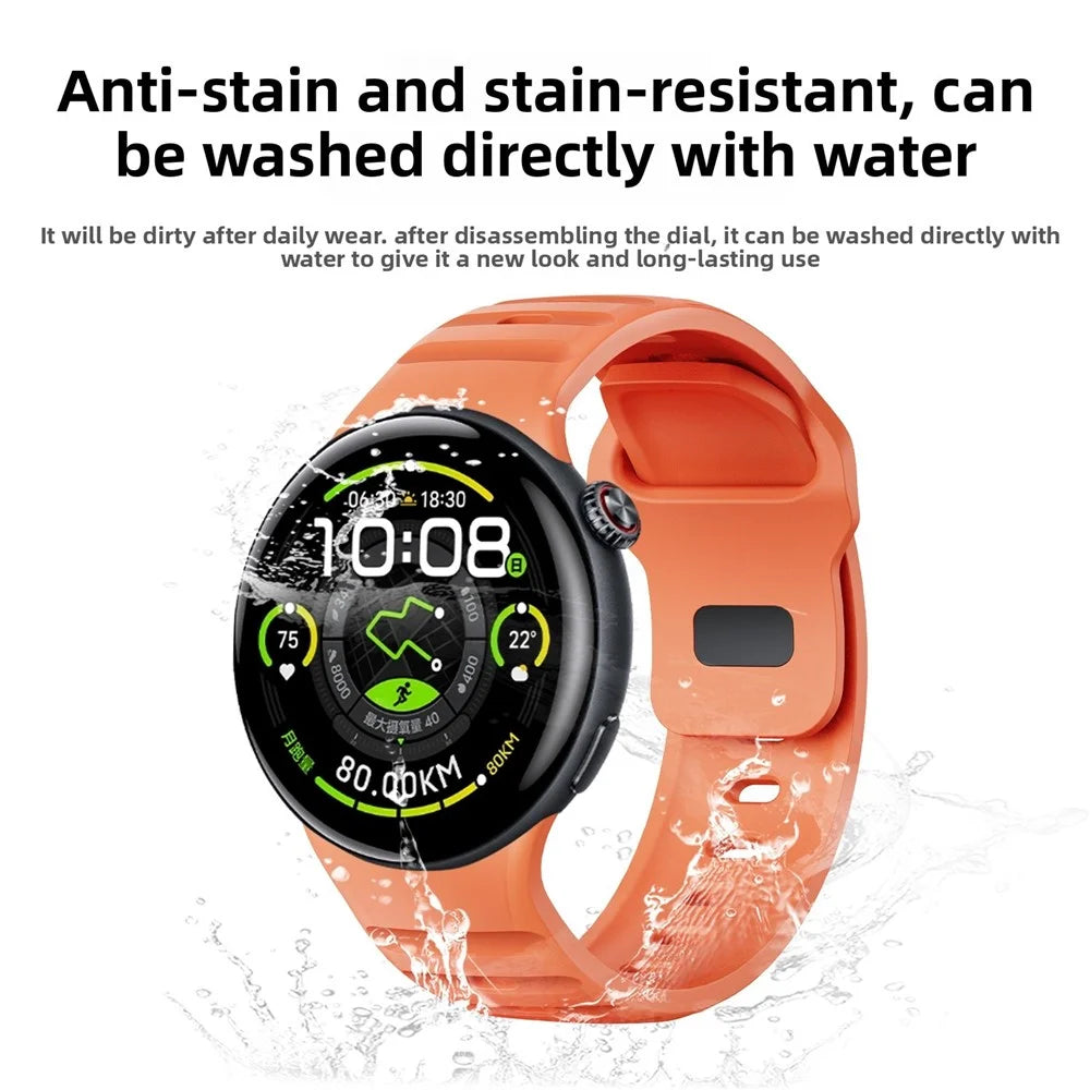 For vivo Watch 5 Silicone Watch Band Horizontal Stripe Reverse Buckle Wrist Strap - Orange - 3