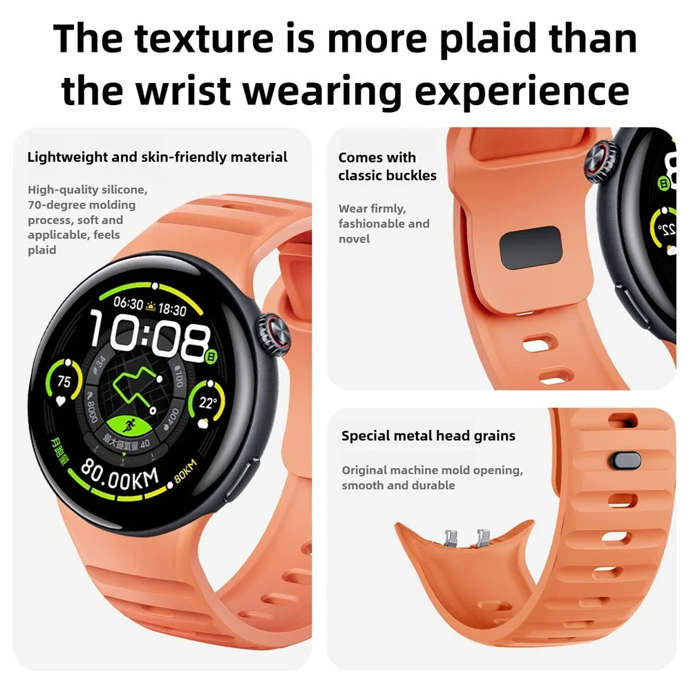 For vivo Watch 5 Silicone Watch Band Horizontal Stripe Reverse Buckle Wrist Strap - Orange - 4