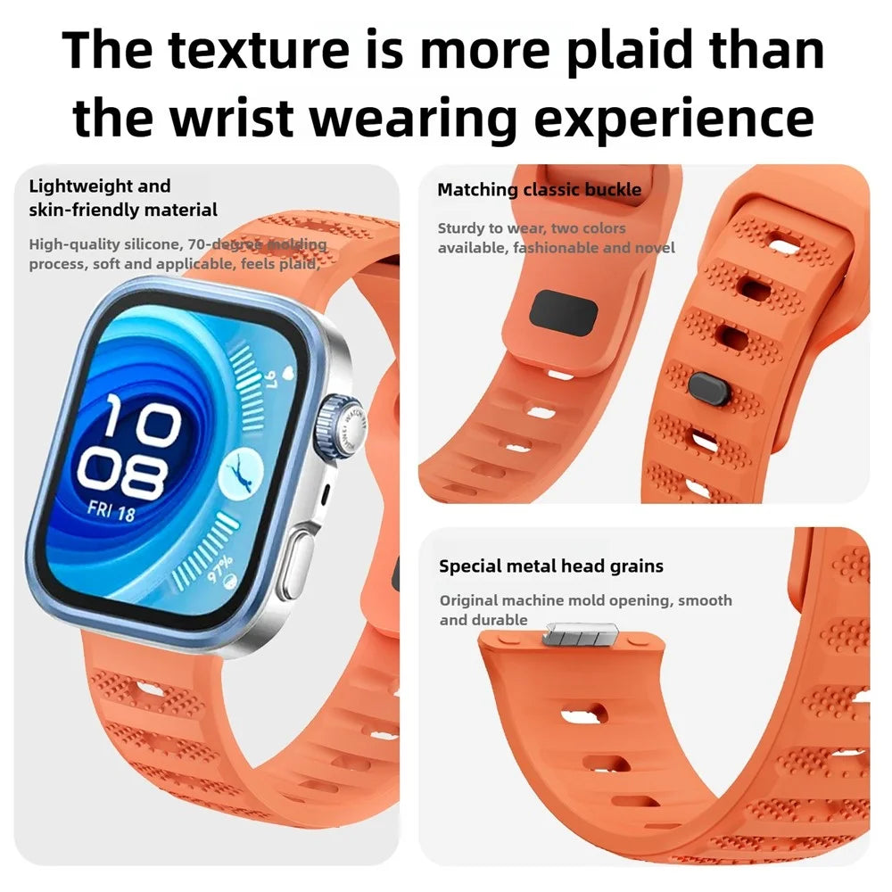 Watch Band for Huawei Watch Fit 4 Pro / Fit 4 / Fit 3 Dot Texture Silicone Wrist Strap - Orange - 5