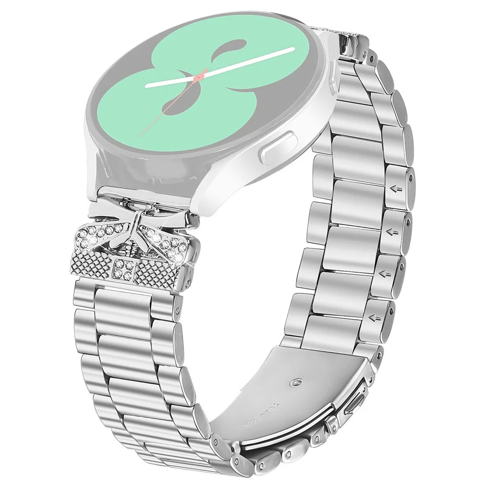 For Garmin Forerunner 645 / 645 Music Replacement Strap Butterfly Rhinestones Decor Silver Stainless Steel Watch Band - 1