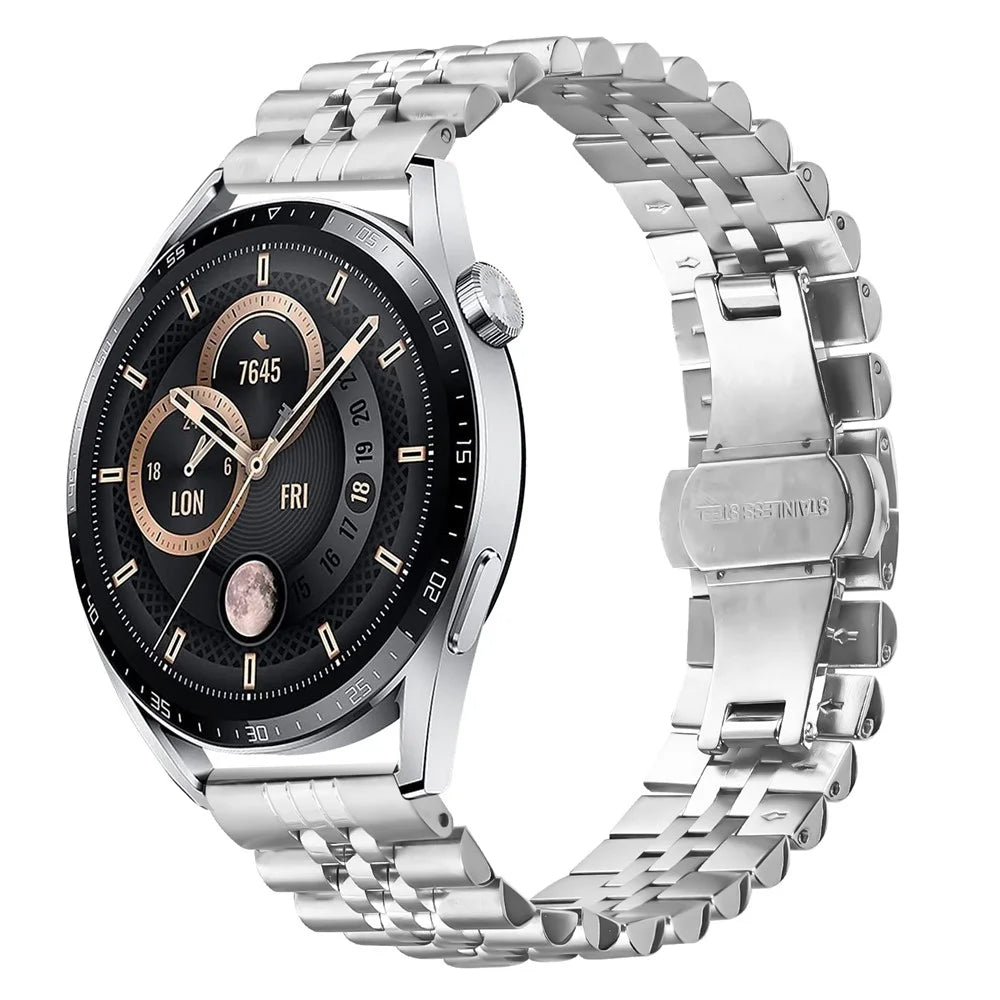 For Huawei Watch Buds Wrist Band 5-Bead Stainless Steel Butterfly Clasp Watch Strap - Silver - 4