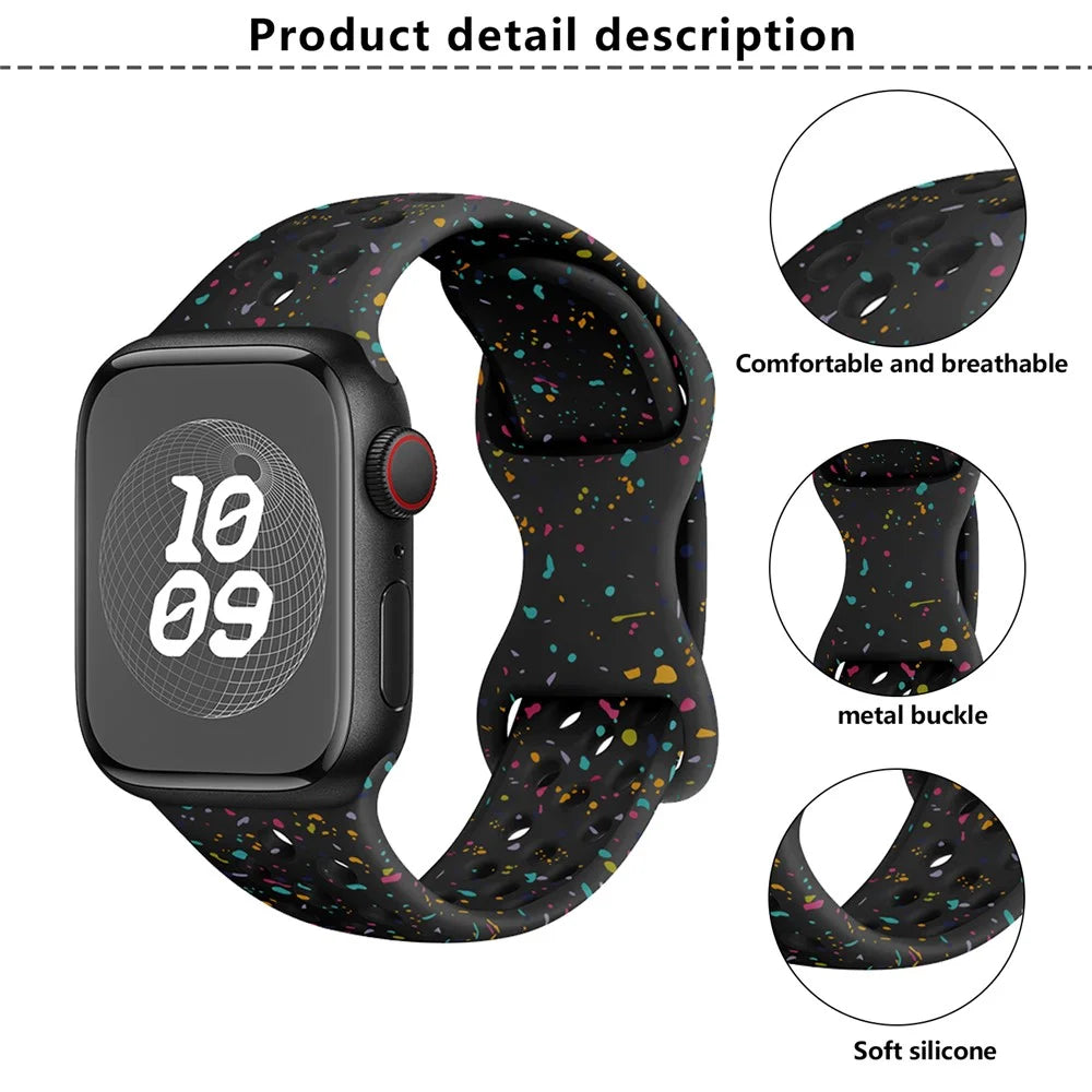 KALEBOL Silicone Strap for Apple Watch Ultra 3 2 1 49mm / Series 11 10 46mm / 9 8 7 45mm / SE3 SE2 SE 6 5 4 44mm / 3 2 1 42mm Butterfly Clasp Watch Band - Hot Pink - 5