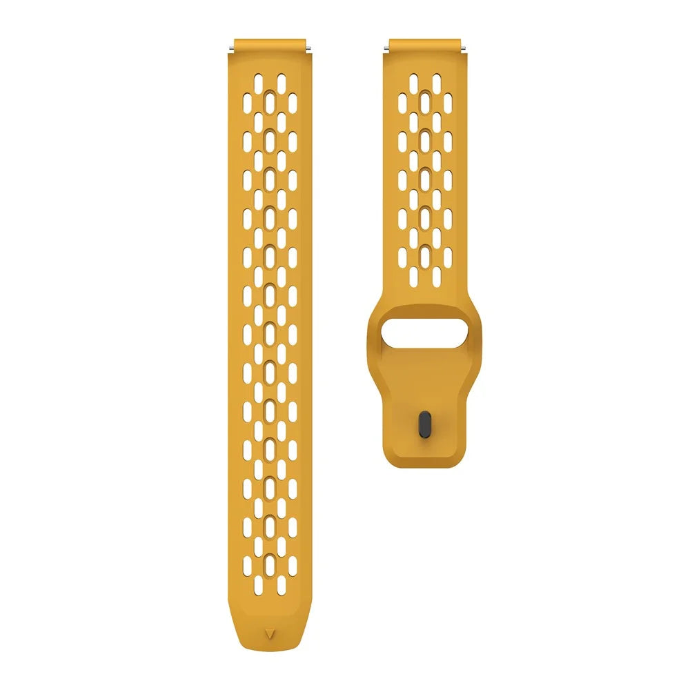 KALEBOL For Huawei Watch GT 5 41mm Watch Band 18mm Holes Design Reverse Buckle Silicone Strap - Dark Yellow - 2