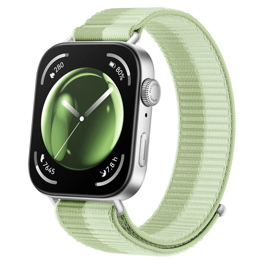 Nylon Wrist Strap for Huawei Watch Fit 4 Pro / Fit 4 / Fit 3 Magic Tape Loop Watch Band - Mint Green - 2