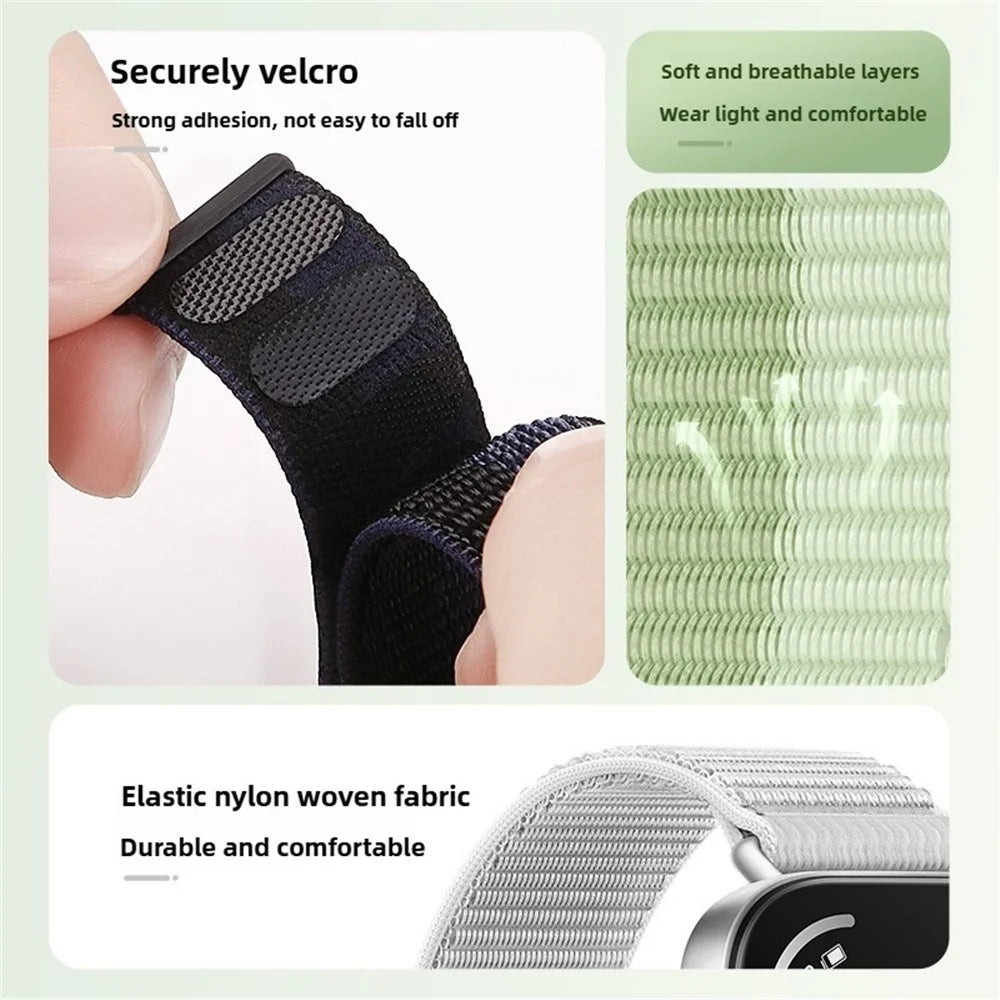 Nylon Wrist Strap for Huawei Watch Fit 4 Pro / Fit 4 / Fit 3 Magic Tape Loop Watch Band - Mint Green - 3