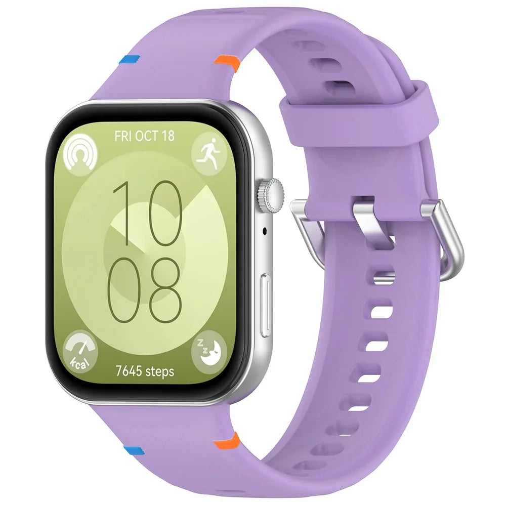 Silicone Watch Strap for Huawei Watch Fit 4 Pro / Fit 4 / Fit 3 Stitching Line Wrist Band - Lilac Purple - 2