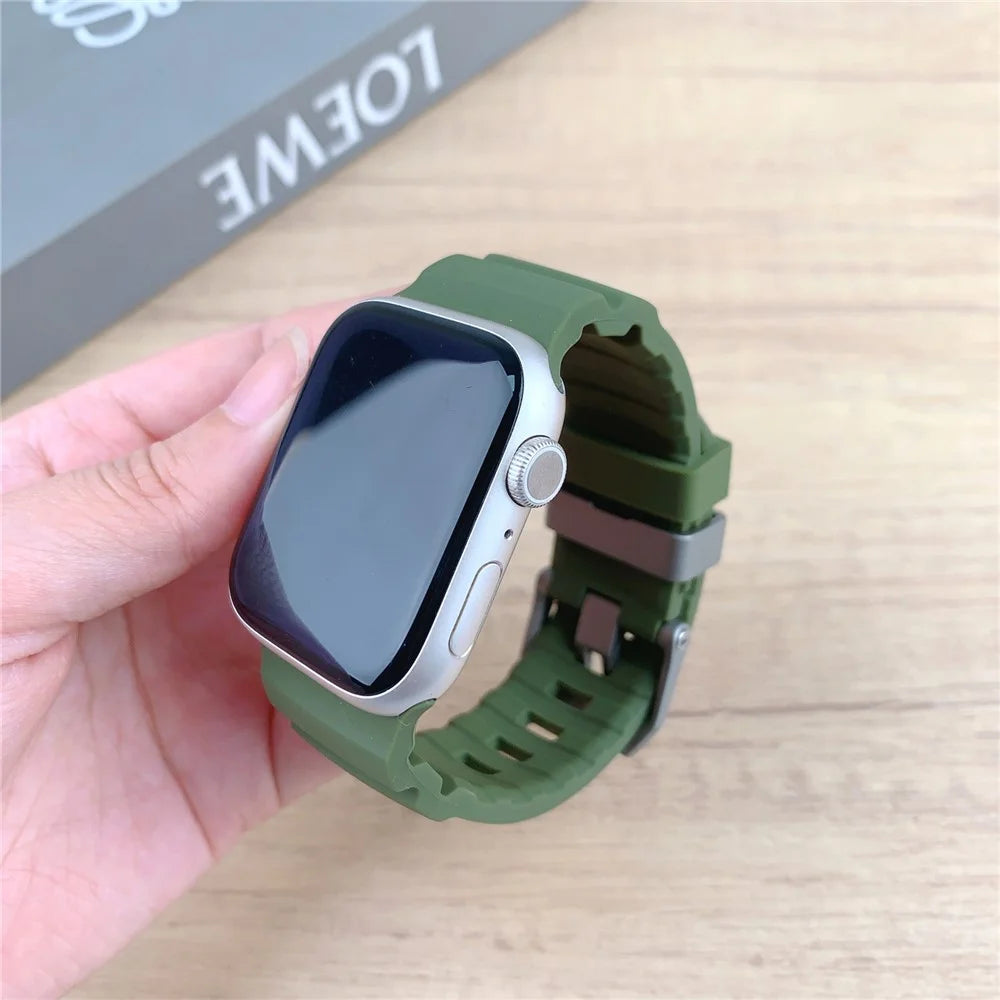 Watch Strap for Apple Watch Ultra 3 2 1 49mm / Series 11 10 46mm / 9 8 7 45mm / SE3 SE2 SE 6 5 4 44mm / 3 2 1 42mm Silicone Wrist Band - Blue / Titanium Buckle - 3