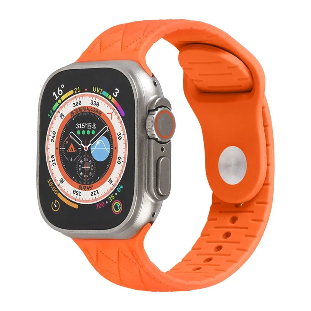 Silicone Band for Apple Watch Series 11 10 42mm / 9 8 7 41mm / SE3 SE2 SE 6 5 4 40mm / 3 2 1 38mm Rhombus Design  Watch Strap - Orange - 2