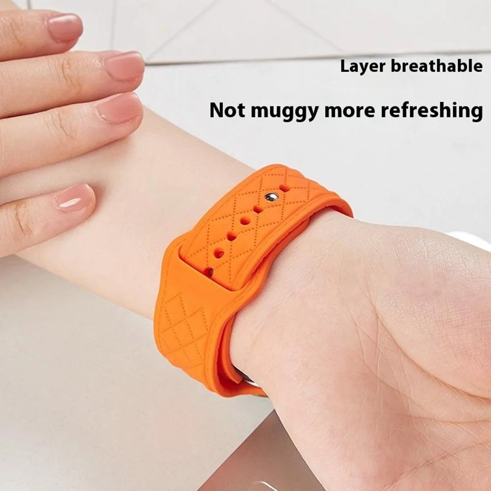 Silicone Band for Apple Watch Series 11 10 42mm / 9 8 7 41mm / SE3 SE2 SE 6 5 4 40mm / 3 2 1 38mm Rhombus Design  Watch Strap - Orange - 4