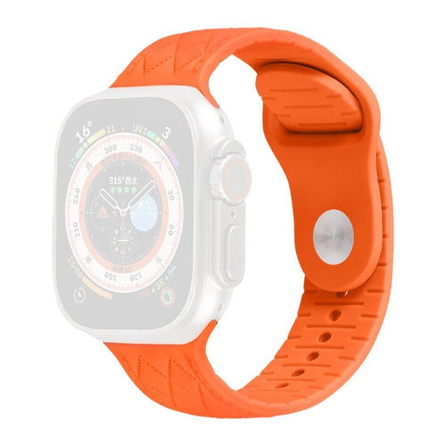 Silicone Band for Apple Watch Ultra 3 2 1 49mm / Series 11 10 46mm / 9 8 7 45mm / SE3 SE2 SE 6 5 4 44mm / 3 2 1 42mm 42mm Rhombus Design Watch Strap - Orange - 1