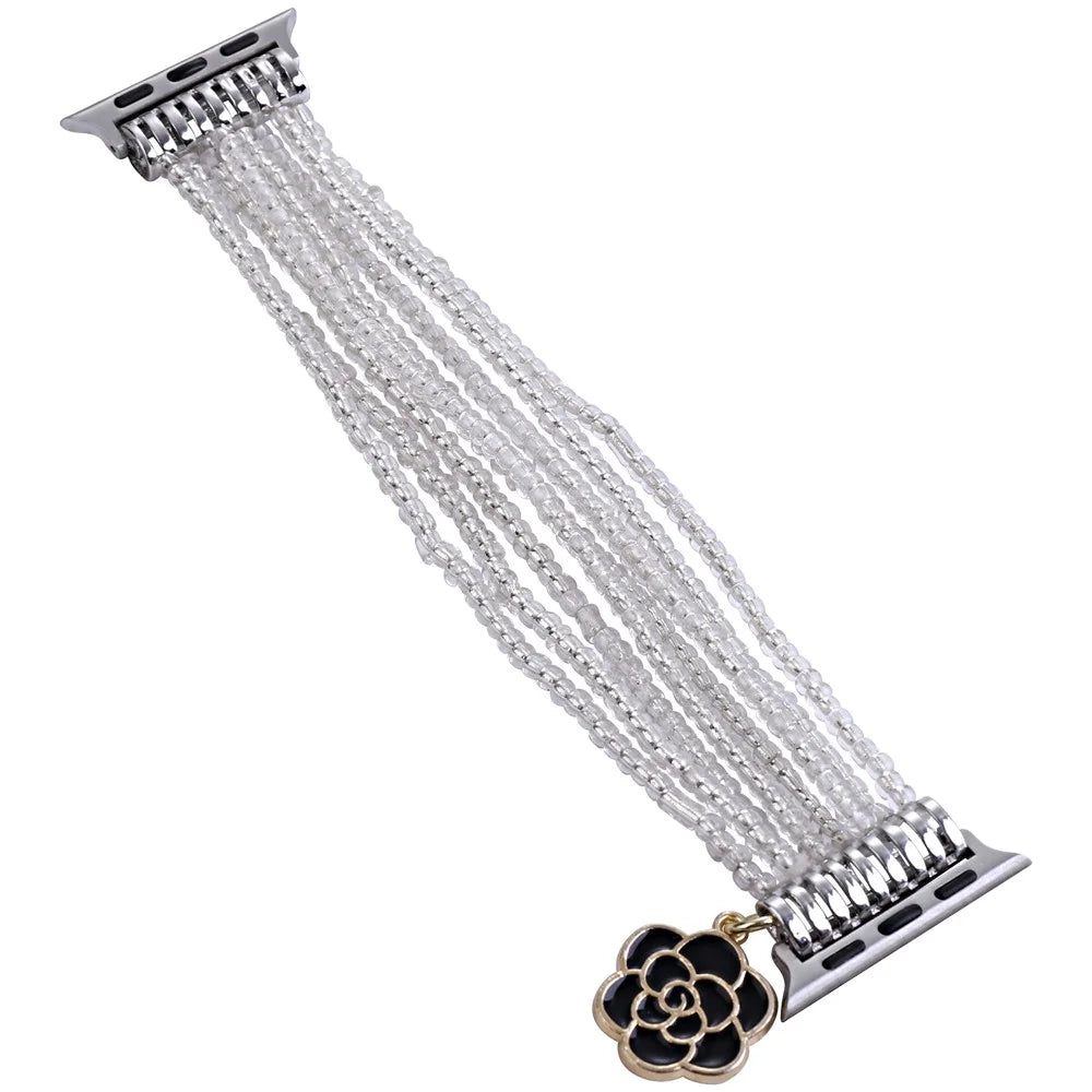Watch Strap for Apple Watch Series 11 10 42mm / 9 87 41mm / SE3 SE2 SE 6 5 4 40mm / 3 2 1 38mm Clear Rice Beads Bracelet Wrist Band - 2