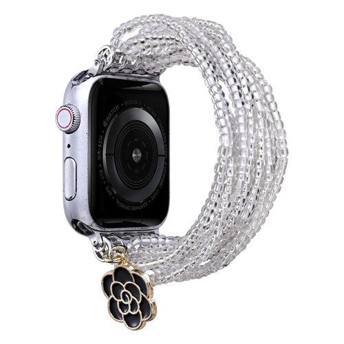 Watch Strap for Apple Watch Ultra 3 2 1 49mm / Series 11 10 46mm / 9 8 7 45mm / SE3 SE2 SE 6 5 4 44mm / 3 2 1 42mm Clear Rice Beads Bracelet Wrist Band - 1