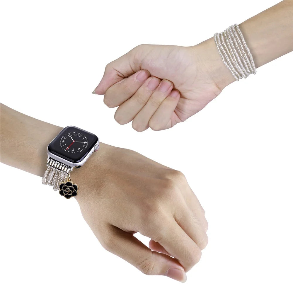 Watch Strap for Apple Watch Ultra 3 2 1 49mm / Series 11 10 46mm / 9 8 7 45mm / SE3 SE2 SE 6 5 4 44mm / 3 2 1 42mm Clear Rice Beads Bracelet Wrist Band - 3