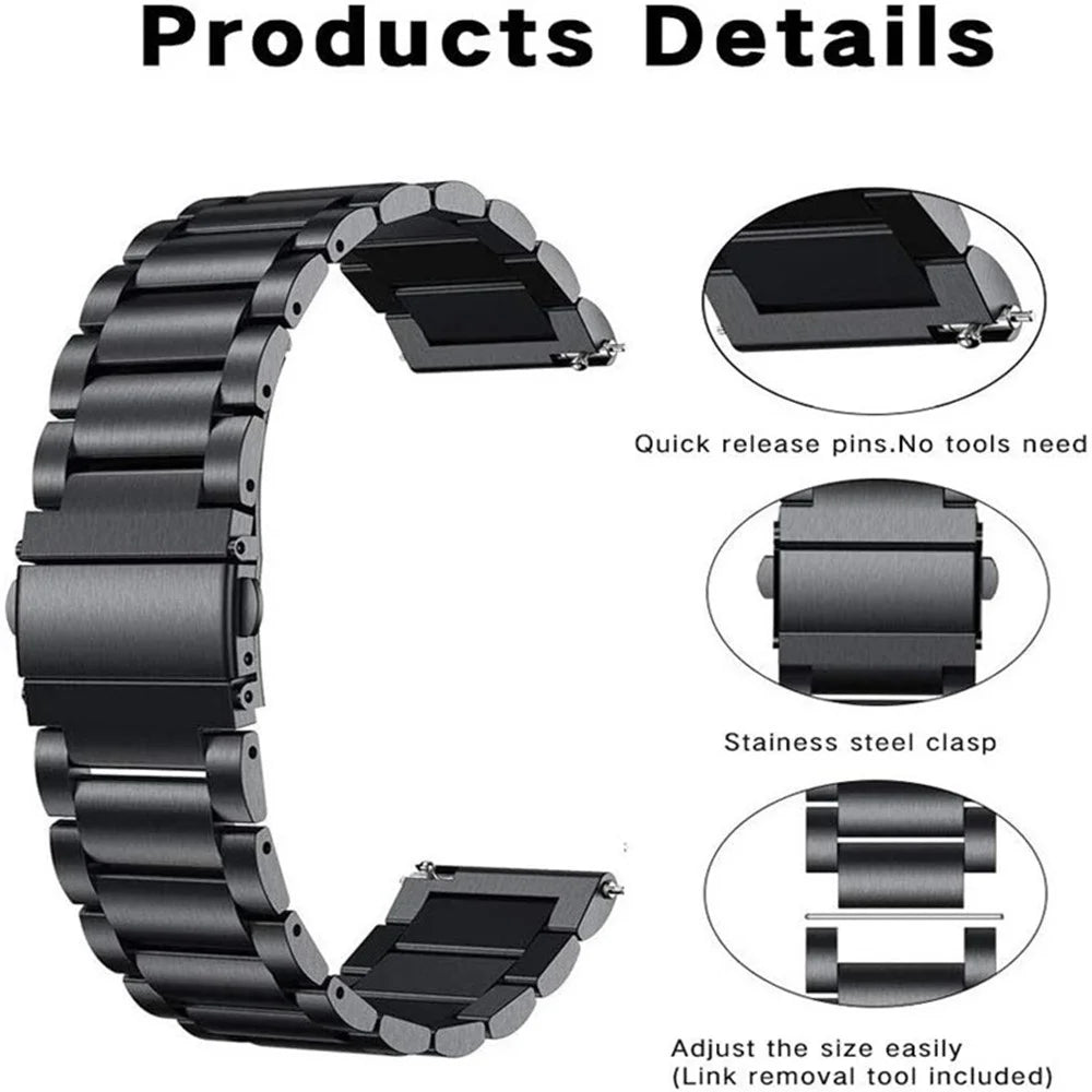 For TicWatch Atlas / Pro 5 Enduro Titanium Alloy Watch Band 24mm 3-Bead Wrist Strap - Black - 5
