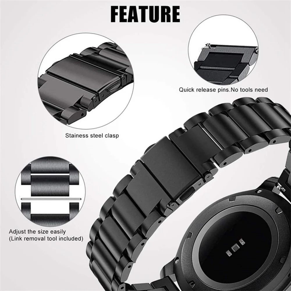 Watch Band for Huawei Talkband B7 / B6 / B3 / Huawei Watch Fit mini Titanium Alloy 16mm 3-Bead Wrist Strap - Black - 4